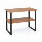 Dreamade Bathroom Storage Shelf with Waterproof Finish, 2-Tier Teak Wood Bookshelf