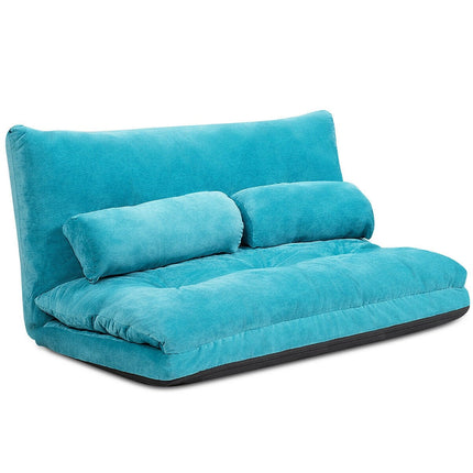 Adjustable Floor Sofa Couch with 2 Pillows, Multi-Functional 6-Position Foldable Lazy Sofa Sleeper Bed - Dreamadeus
