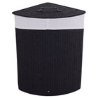 Dreamade Corner Laundry Hamper with Lid, Bamboo Laundry Basket with Removable Liner and Handle