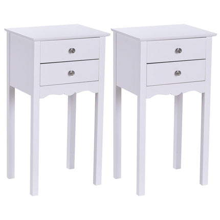 Dreamade End Table w/ 2 Drawers Side Table Nightstand Multi-Purpose Accent Table Living Room Bedroom Home Furniture