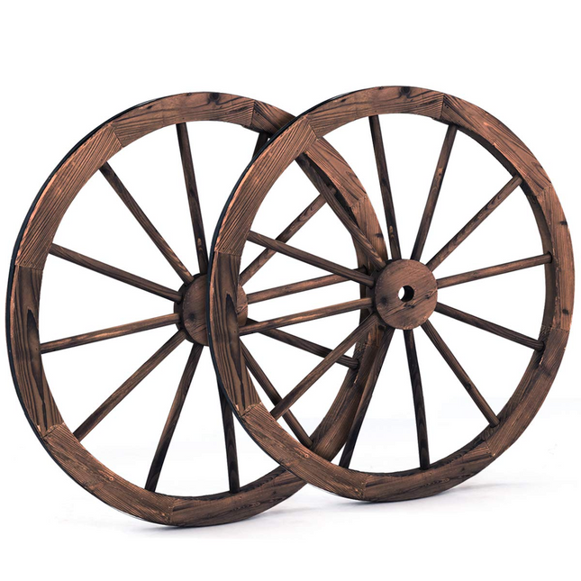 Dreamade 30-Inch Set of Two Decorative Wooden Wheel