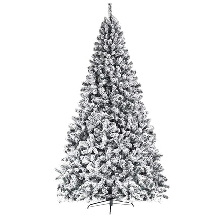 6FT/9FT Snow Flocked Christmas Tree, Hinged Pine Tree - DreamadeUS