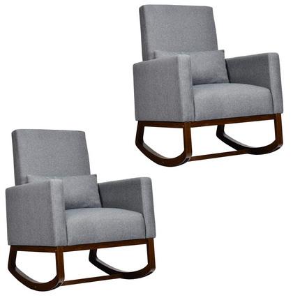 Dreamade Upholstered Rocking Chair, Modern High Back Armchair