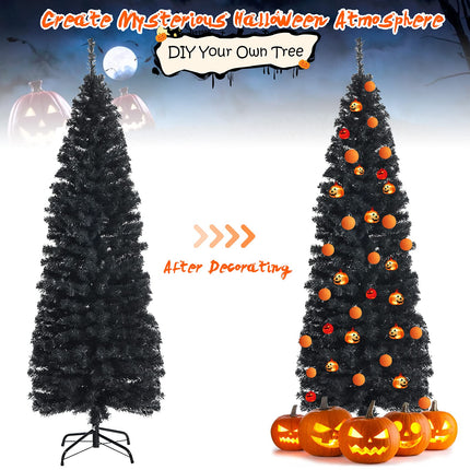 6ft Blue Pencil Christmas Tree, Artificial Slim Tree - DreamadeUS
