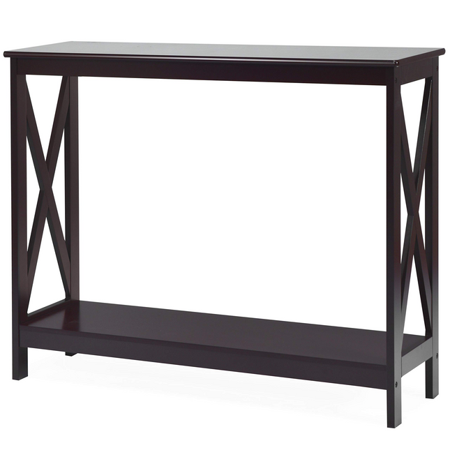 Dreamade Console Table 2-Tier with Storage Shelf,X-Design Bookshelf
