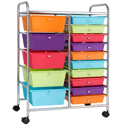 15-Drawer Organizer Cart Office School Rolling Storage Cart - Dreamade