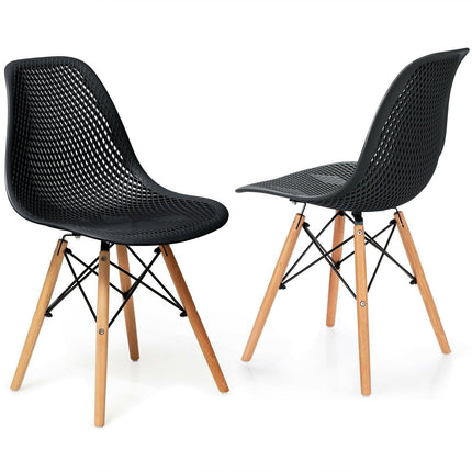 Dreamade Set of 2 or 4 Modern Dining Chairs, Shell PP Lounge Side Chairs w/ Mesh Design - Dreamadeus