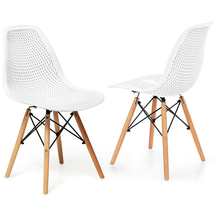 Dreamade Set of 2 or 4 Modern Dining Chairs, Shell PP Lounge Side Chairs w/ Mesh Design - Dreamadeus