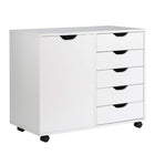 Dreamade Drawers Cabinet Mobile Lateral Filing Organizer with 5 Drawers,1 Side Cabinet and Wheels Mobile Side Cabinet Chest