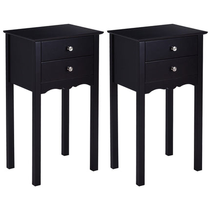 Dreamade End Table w/ 2 Drawers Side Table Nightstand Multi-Purpose Accent Table Living Room Bedroom Home Furniture
