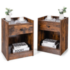Dreamade Nightstands Set of 2, Modern End Tables w/Storage Drawer & Open Compartment