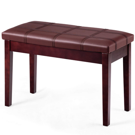 Dreamade Wooden Duet Piano Bench with Padded Cushion and Music Storage
