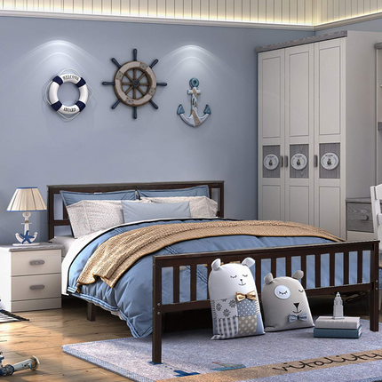 Dreamade Queen Size Wood Slats Great Support with Six Legs, No Box Spring Needed, Antique Espresso