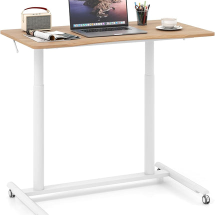 Dreamade Mobile Standing Desk Height Adjustable Computer Desk with Wheels & Aluminum Frame