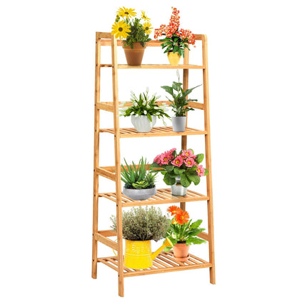 4-Tier Ladder Shelf Plant Stand, Bamboo Flower Pots Holder Display Rack - Dreamadeus