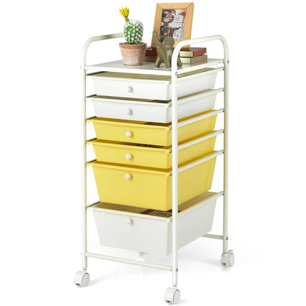 6 Storage Drawer Cart Rolling Organizer Cart, Yellow - Dreamade