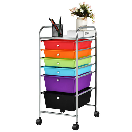 Dreamade 6 Storage Drawer Cart Rolling Organizer Cart for Tools