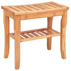Bamboo Shower Bench Seat with Storage Shelf - Dreamadeus