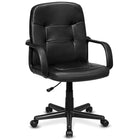 Dreamade Ergonomic Office Chair Black Mid-Back Leather Computer Desk Chair with Arms