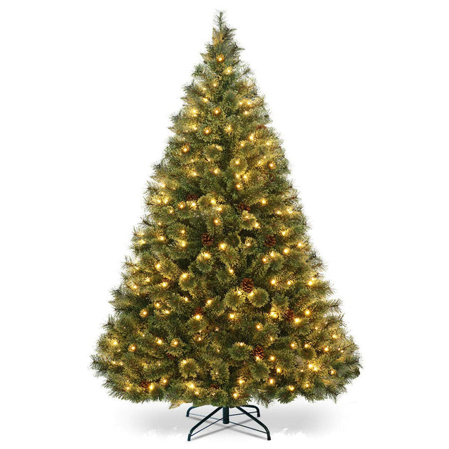 6FT Prelit Christmas Tree, Flowering Hinged Christmas Tree - DreamadeUS