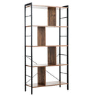 4-Tier Bookshelf, Industrial Style Bookcase with Metal Frame (Rustic Brown) - Dreamadeus