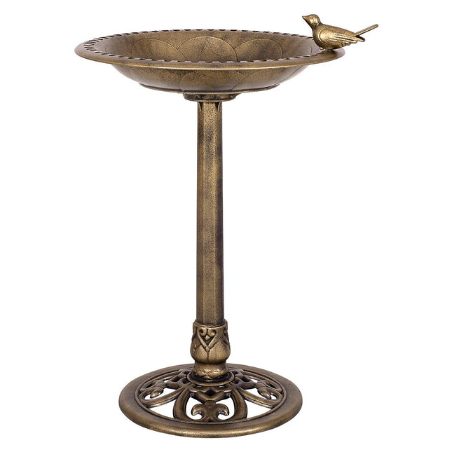 Dreamade 28 Inch Height Pedestal Bird Bath Feeder Freestanding Antique Outdoor Garden Yard Patio Decor