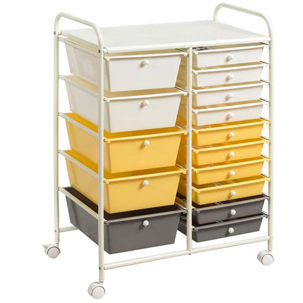 15-Drawer Organizer Cart Office School Rolling Storage Cart - Dreamade