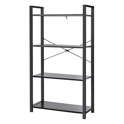 Dreamade 4-Tier Industrial Bookshelf, Vintage Bookcase with Metal Frame, Standing Shelf Unit