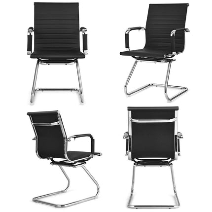 Dreamade Conference Chair Set of 4 Heavy Duty PU Leather W/Protective Arm Sleeves