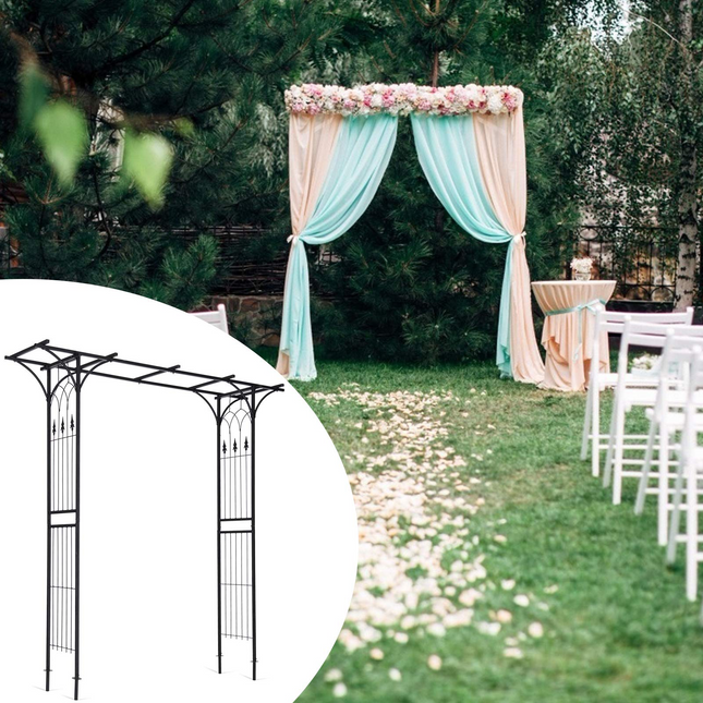 Dreamade Metal Garden Arch, Wedding Arbor for Ceremony, Pergola Arbor Garden Trellis for Various Climbing Plant