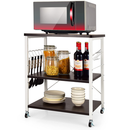 Dreamade Kitchen Baker's Rack 3-Tier Microwave Cart on Wheels