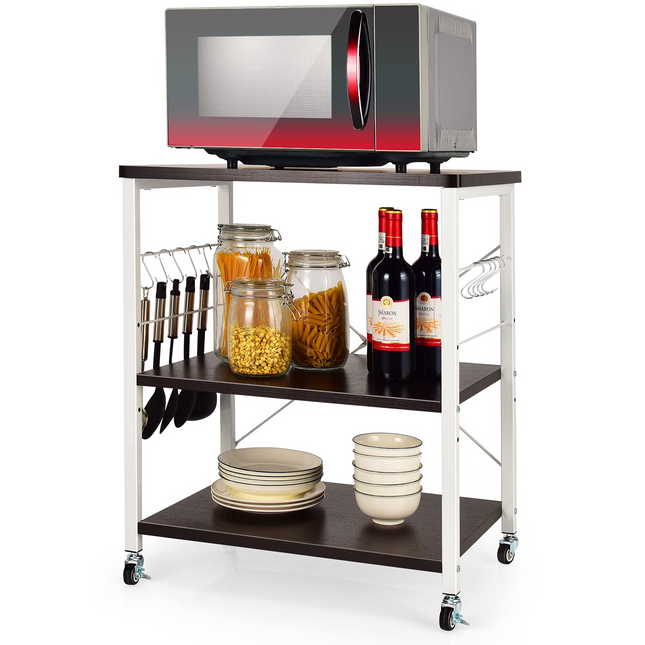 Dreamade Kitchen Baker's Rack 3-Tier Microwave Cart on Wheels