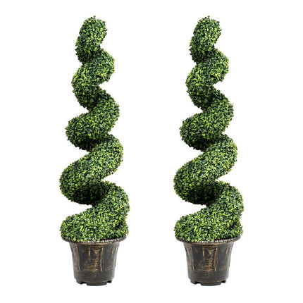 4 Ft Artificial Boxwood Spiral Tree, Fake Greenery Plants - DreamadeUS