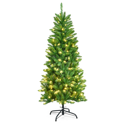 Dreamade 5ft Pre-lit Artificial Christmas Tree, Hinged Fir Pencil Christmas Tree with Lights - DreamadeUS