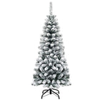 Dreamade Artificial Snow Flocked Christmas Tree, Slim Xmas Snowy Tree for Indoor and Outdoor Use - DreamadeUS
