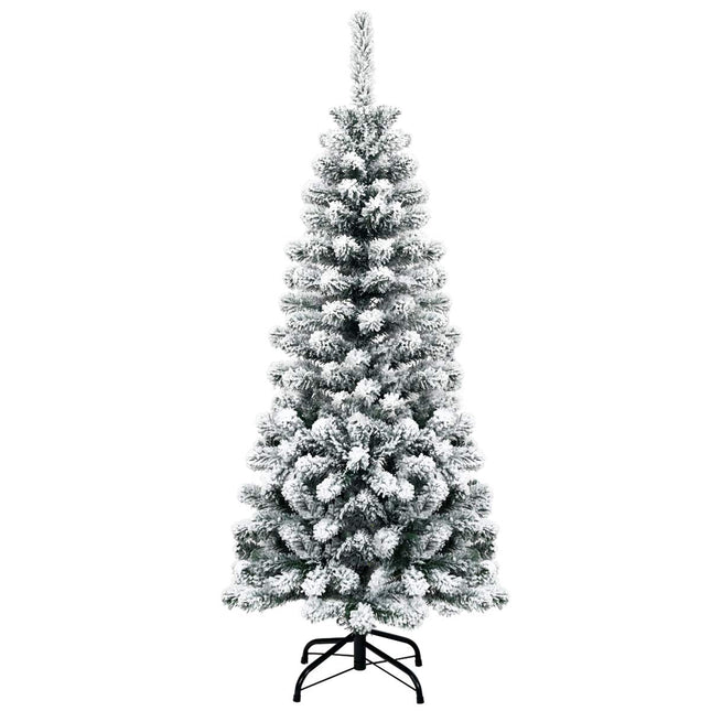 Dreamade Artificial Snow Flocked Christmas Tree, Slim Xmas Snowy Tree for Indoor and Outdoor Use - DreamadeUS