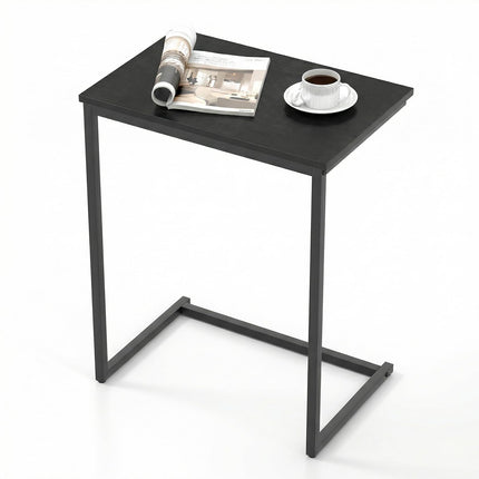 Dreamade C Shaped End Table, 26.5" Slide-Under Couch Table for Laptop Coffee Snack