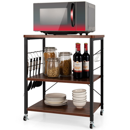 Dreamade Kitchen Baker's Rack 3-Tier Microwave Cart on Wheels