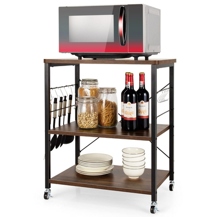 Dreamade Kitchen Baker's Rack 3-Tier Microwave Cart on Wheels