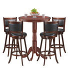 Dreamade 5 Pcs Pub Table Set, Wooden Pub Pedestal Side Table w/Stable Base