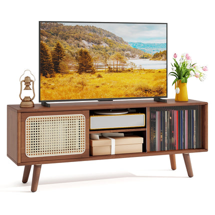 Dreamade TV Stand for Living Room TVs up to 55”- Bamboo Entertainment Center