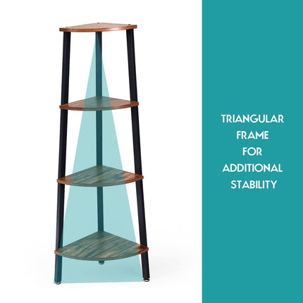 4-Tier Corner Shelf Industrial Multipurpose Bookcase - Dreamadeus