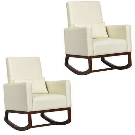Dreamade Upholstered Rocking Chair, Modern High Back Armchair