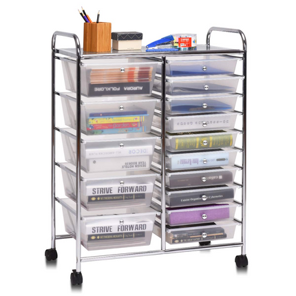 15-Drawer Organizer Cart Office School Rolling Storage Cart - Dreamade