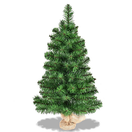 Dreamade Christmas Tree Tabletop Artificial PVC Green Spruce Tree in Burlap Base - DreamadeUS