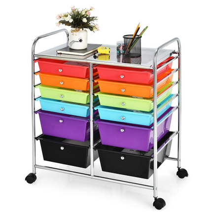 Dreamade 12 Drawer Rolling Storage Cart Tools Scrapbook Paper Office School Organizer