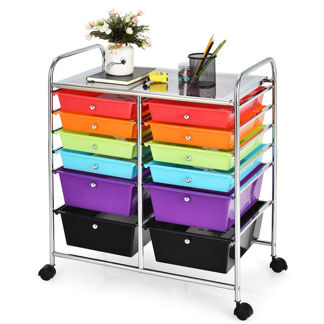 Dreamade 12 Drawer Rolling Storage Cart Tools Scrapbook Paper Office School Organizer