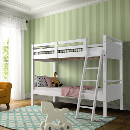 Dreamade Twin Over Twin Bunk Bed, Solid Wood Twin Bunk Bed Convertible Into Two Individual Beds