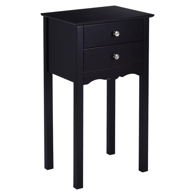 Dreamade End Table w/ 2 Drawers Side Table Nightstand Multi-Purpose Accent Table Living Room Bedroom Home Furniture