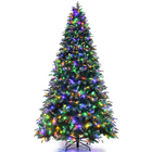 Dreamade 8FT Pre-Lit Artificial Christmas Tree, Hinged Realistic Snowy Xmas Pine Tree W/ 780 Color Changing LED Lights, 11 Flash Modes - DreamadeUS